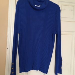 Blue turtle neck